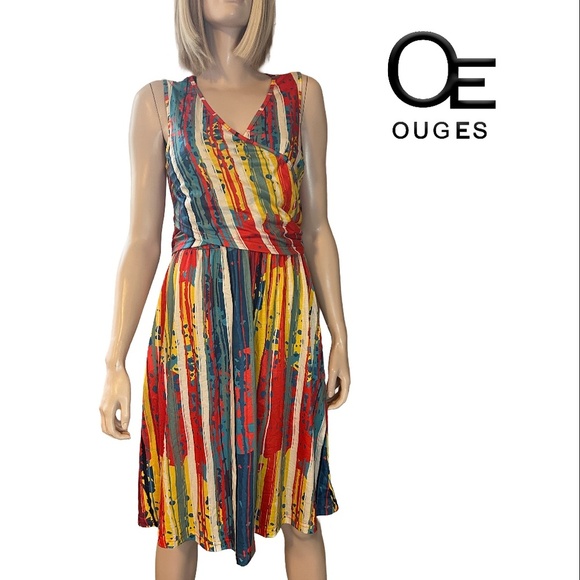 OUGES V-Neck Dress Sleeveless Maternity Nursing Gown Breastfeeding Postpartum - Picture 14 of 16